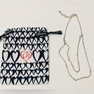 Brighton Silver Chain Necklace with Heart-Print Pouch - Black, White, Red